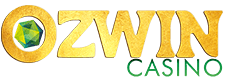Ozwin Casino logo with an emerald gem set in a gold letter O